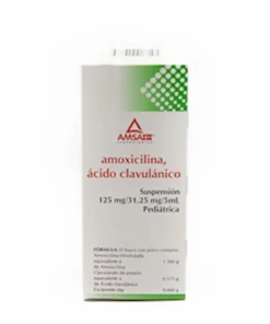 Amoxicilina/Ácido Clavulánico (125 mg / 31.25 mg / 5 mL) Antibiótico Suspensión 60mL.