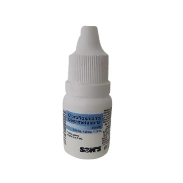 Ciprofloxacino,Dexametasona Solución Oftálmica 5mL. - Farmacias Dr. Ahorro
