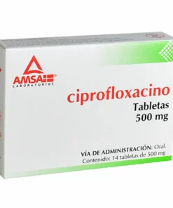 CIPROFLOXACINO 500 MG TABS AMSA Indicado para tratar o prevenir ciertas infecciones causadas por bacterias. Principio activo: Ciprofloxacino (500 mg). Vía de administración: Oral