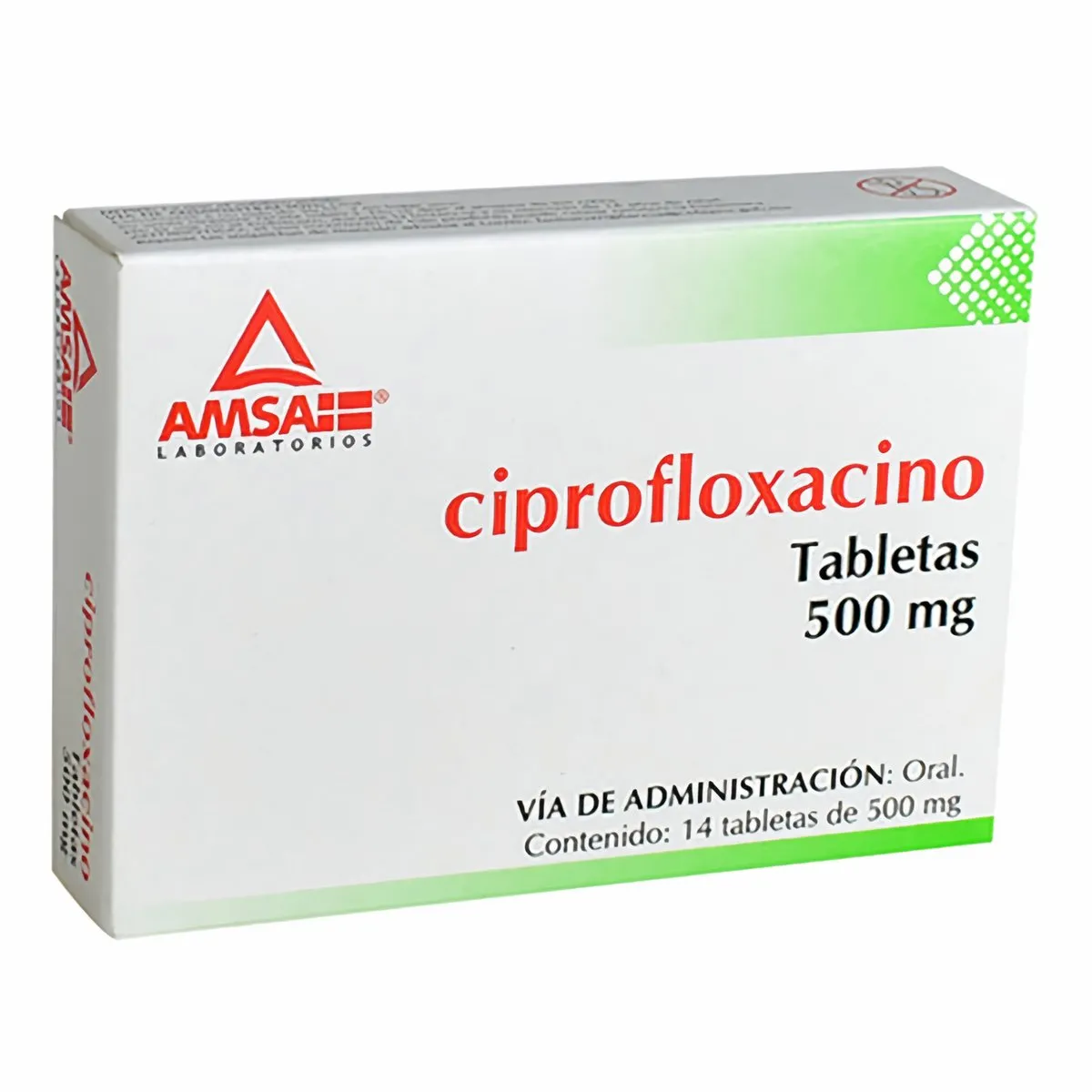 Ciprofloxacino (500 mg) CIPROFLOXACINO 500 MG TABS AMSA Indicado para tratar o prevenir ciertas infecciones causadas por bacterias. Principio activo: Ciprofloxacino (500 mg). Vía de administración: Oral