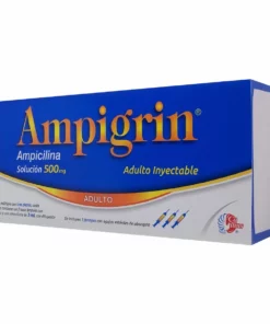Ampigrin Ampicilina,Metamizol,Guaifenesina,Lidocaina,Clorfenamina 500 mg/3mL 3 Ámpulas.