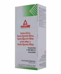 Benzatina Suspensión Bencilpenicilina Procaínica/Bencilpenicilina Cristalina/Benzatina 1200 000 ui/2ml 1 Ámpula con 3mL.