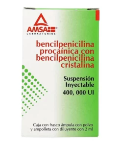 Bencilpenicilina Procaínica/Bencilpenicilina Cristalina 400 000 ui/2mL 1 Ámpula.