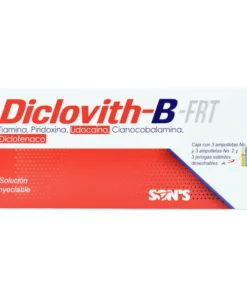 Diclovit-B-Frt Tiamina(B1)/Piridoxina(B6)/Cianocobalamina(B12)/Diclofenaco 100/100/75/5mg/ 3mL 3 Ámpulas.