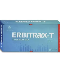 Erbitrax-T Terbinafina (250 mg) Caja con 28 tabletas.