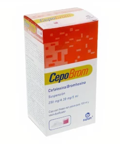 CepoBrom Cefalexina/Bromexina 250/4.39MG/5mL suspensión. 100mL y vaso dosificador