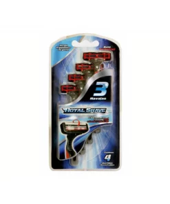 Rastrillo Desechable 3 Navajas Royal Shave Men 4 piezas.