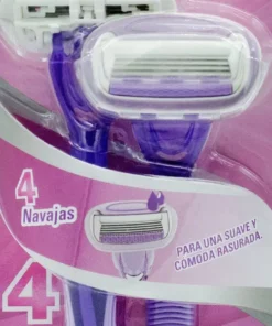 Rastrillos desechables Mujer. 4 Navajas, Blister, Woman 2 unidades.