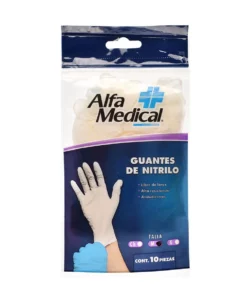 Alfa Medical Guantes de Nitrilo Blanco mediano con 10 unidades