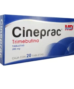 Cineprac Trimebutina (200 mg). Caja con 20 tabletas.