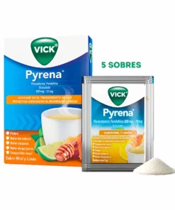 Vick Pyrena Granulado Miel y Limón Paracetamol (500 mg)/Fenilefrina (10 mg). Caja con 5 sobres