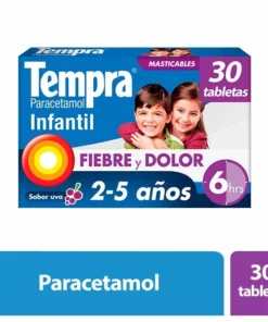 Tempra Tabletas Masticables 80mg Sabor Uva 30 tabletas
